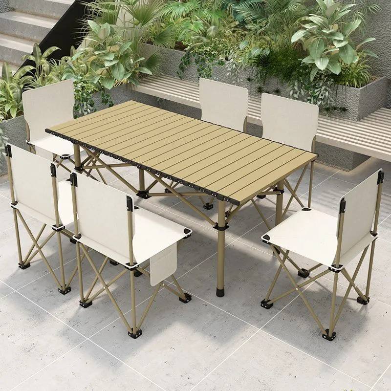 طاولة متنقلة مع 6 كراسي