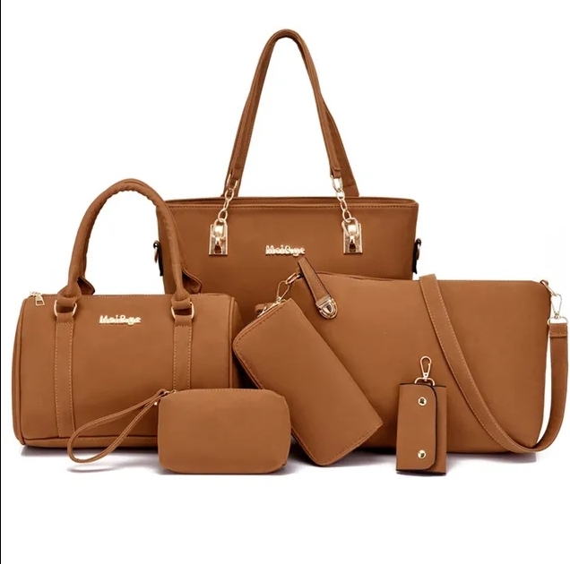 طقم شنط ستاتي 6 قطع جلد  (036)